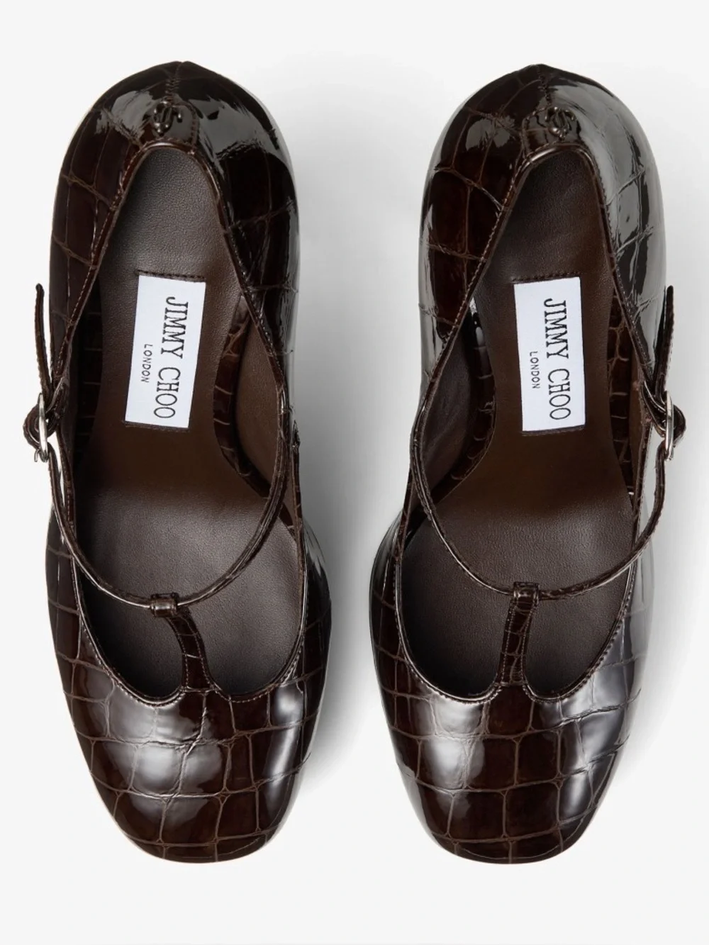 Jimmy Choo Marene Mary Jane 120 Sambuco Shiny Croc Embossed Leather Pumps 36